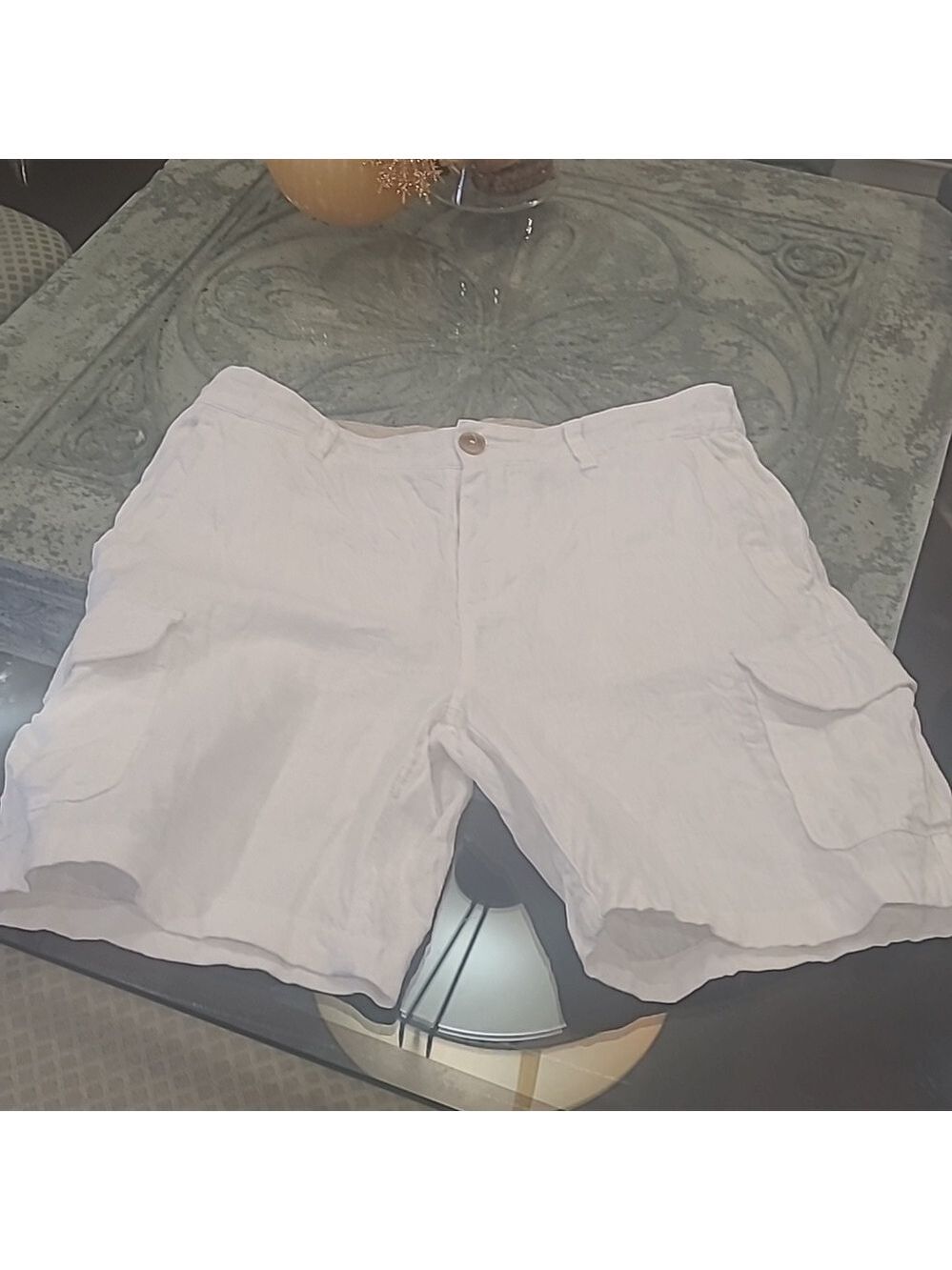 C&C california Men's cargo linen white summer bermuda shorts like new 32